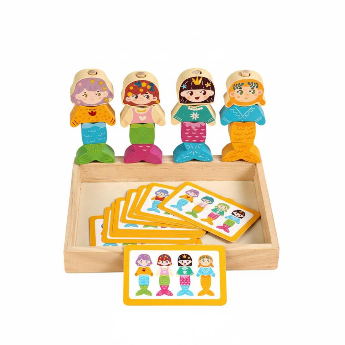 Mermaid Puzzle Educational Expression Matching Block Game Cognitive Development Educational Sorting Toy for Preschoolers, Young Children