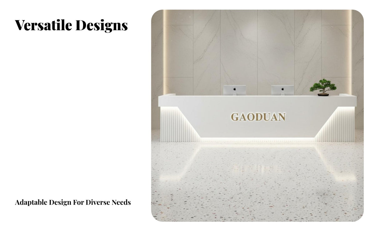 High-Gloss Finish Modern Reception Desk Sturdy Construction Luxury Cashier Counter Spacious Storage Salon Reception Desk Thickened 18mm Board for Receptionists, Business Owners, Office Managers, Hotel Lobby, Boutique
