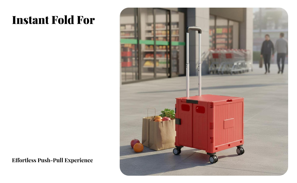 Lightweight Foldable Shopping Cart Multi-Purpose Portable Grocery Trolley Telescoping Handle Collapsible Cart with Wheels Large Capacity for Campers, Shoppers, Seniors, Supermarket, Camping, Outdoor, Travel