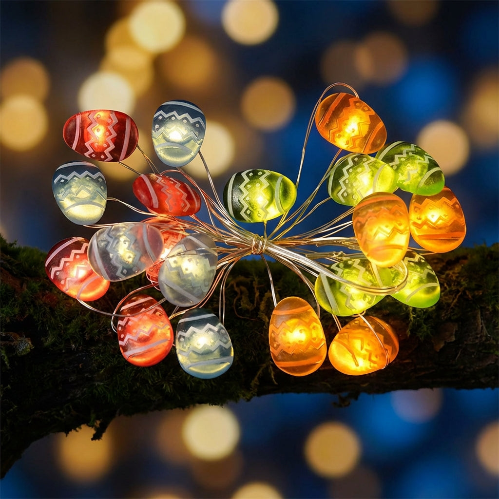 Easter Egg String Lights, Battery Operated Copper Wire LED Fairy Lights, Multi-Colour Pastel Spring Decor for Home, Bedroom, Mantelpiece & Party Ornament