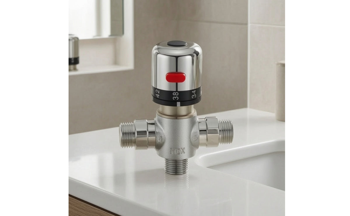 Thermostatic Mixing Device Temperature Control Thermostatic Shower Mixing Device Inline for Plumbers, Washroom