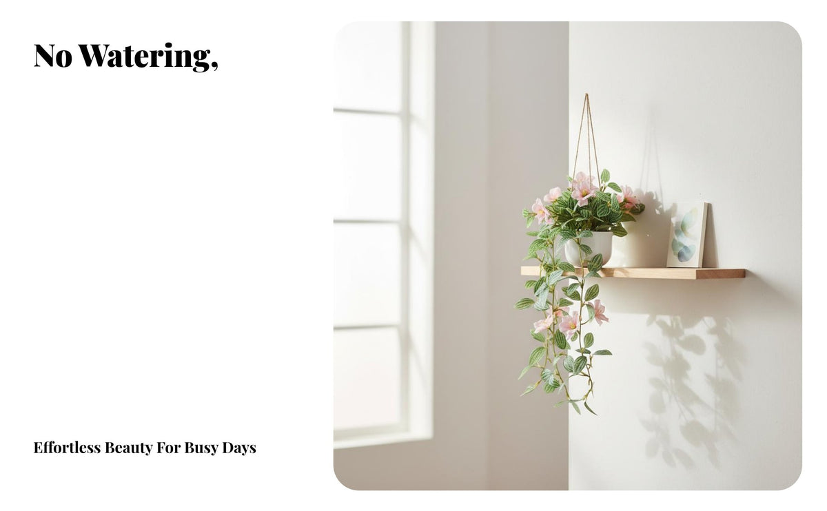 Low Maintenance Artificial Hanging Plant Easy To Maintain Fake Hanging Plant Realistic Appearance Fake Flowering Vine Elegant Design for Homeowners, Office Workers, Students, Living Room, Bedroom, Balcony, Bathroom