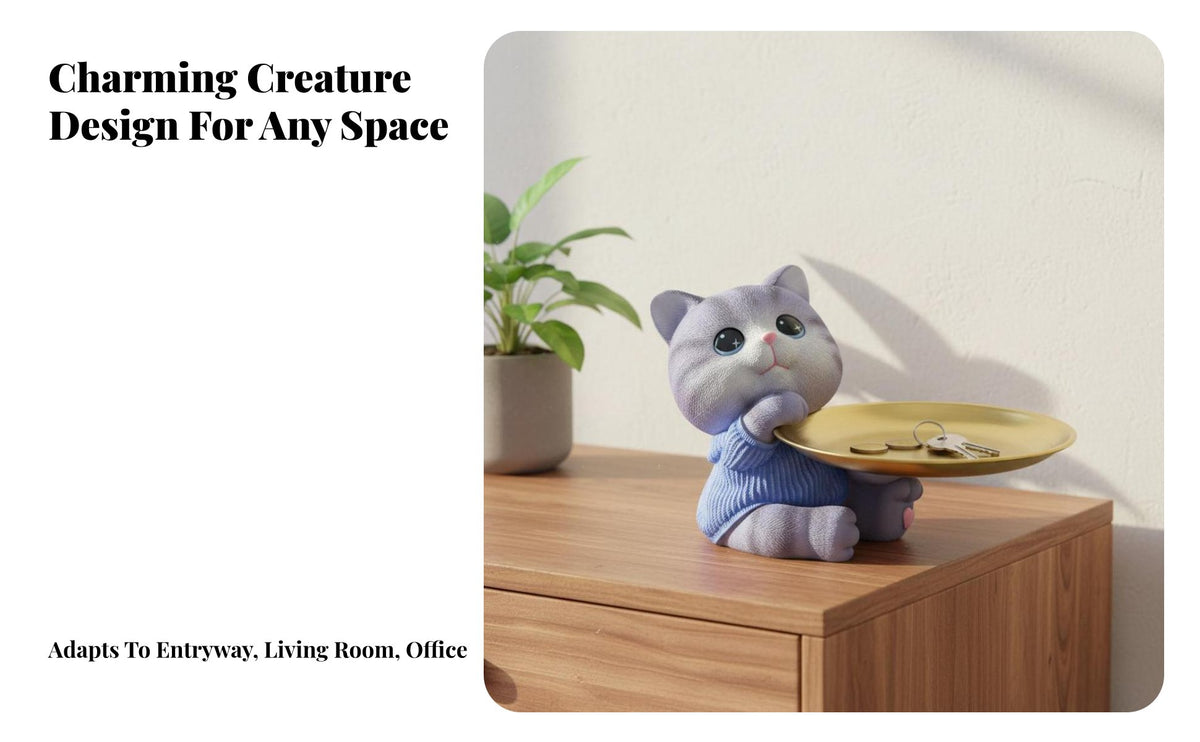 Animal Figurine Tray Multi-Functional Resin Key Holder Bowl Decorative Animal Valet Tray for Gift Enthusiasts, Homeowners, Living Room, Office