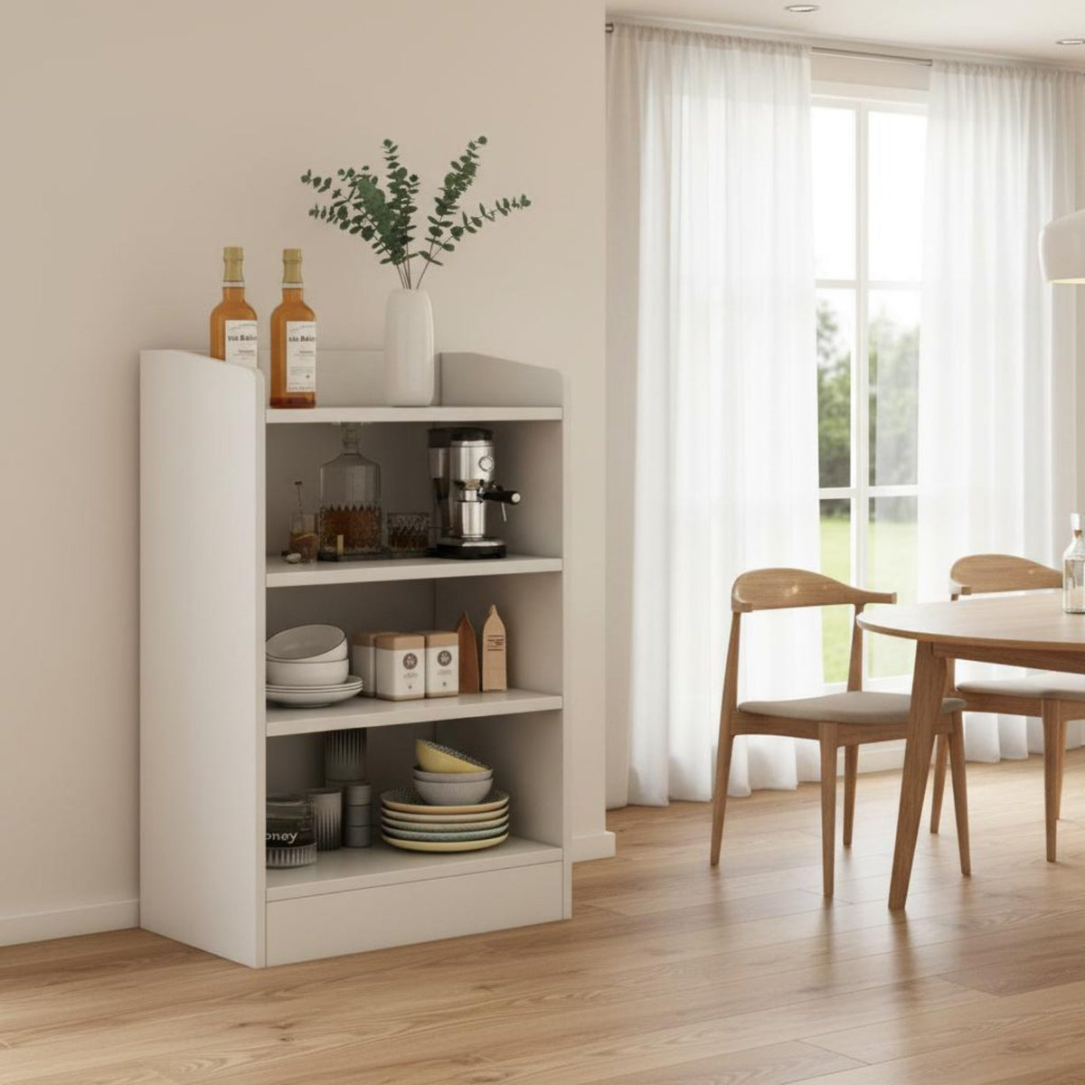 Multifunctional Modern Sideboard Large Capacity Kitchen Buffet Cabinet Adjustable Shelves Living Room Accent Cabinet Sturdy and Long-Lasting