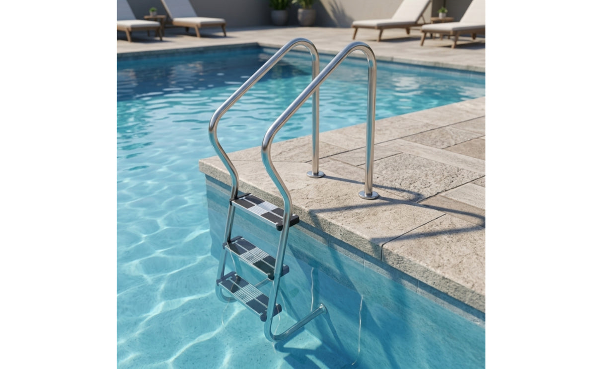 Stainless Steel Pool Ladder Rustproof in-Ground Pool Ladder Heavy Duty Polished
