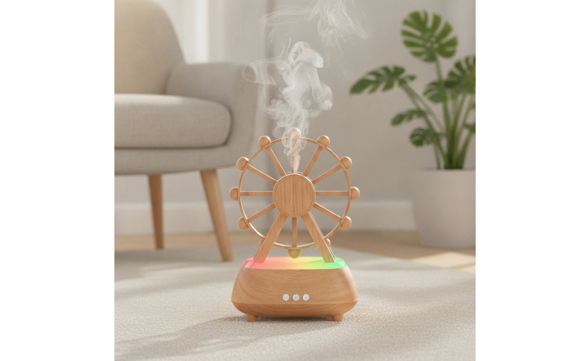 Amusement Wheel Wheel Humidifier Decorative Amusement Wheel Wheel Humidifier Multicolor Humidifier with Ambient Light Low Noise for Desk, Bedroom, Bedside Table