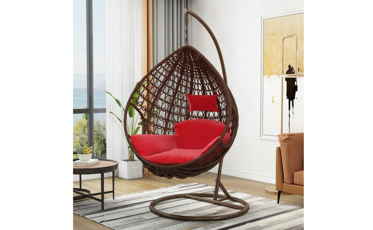 Indoor Hanging Egg Chair with Stand Single-Person Egg Swing Chair with Stand Comfortable Furniture Modern for Living Room
