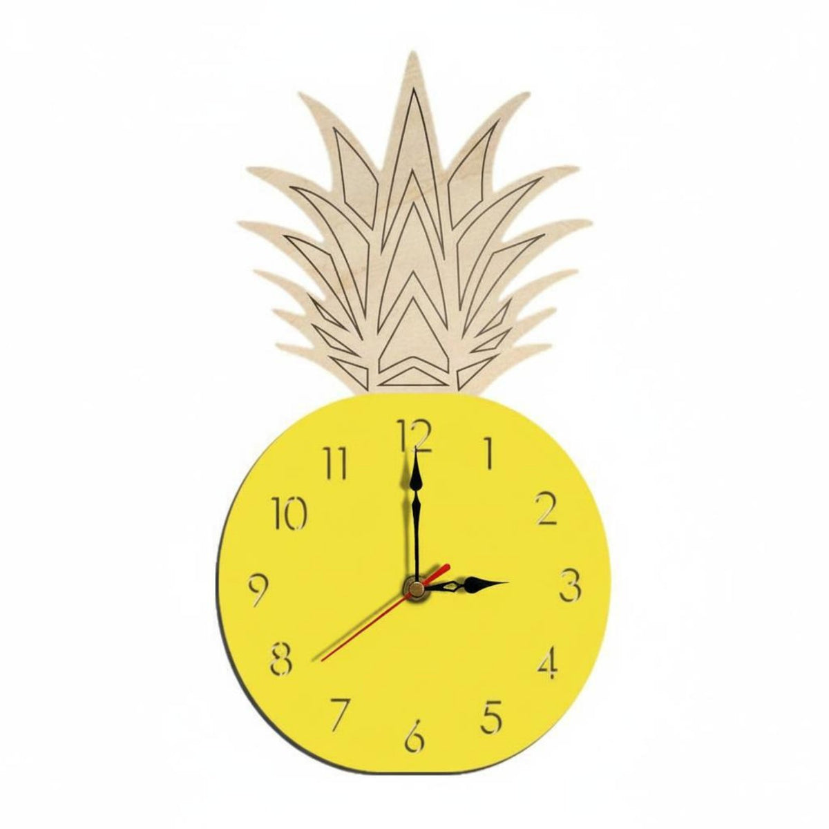 Non-Ticking Pineapple Wall Clock Decorative Silent Pineapple Clock Easy to Hang House Decoration for Playroom, Nursery, Bedroom