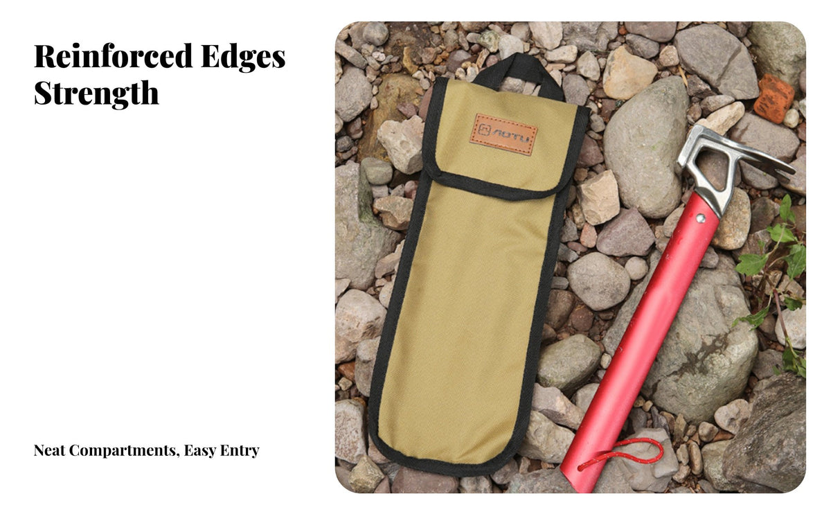 Large Capacity Tent Stake Bag Long-Lasting Outdoor Equipment Portable Storage Pouch Heavy-Duty for Backpackers, Handymen, Camping, Campsite, Hiking Trips, Garage