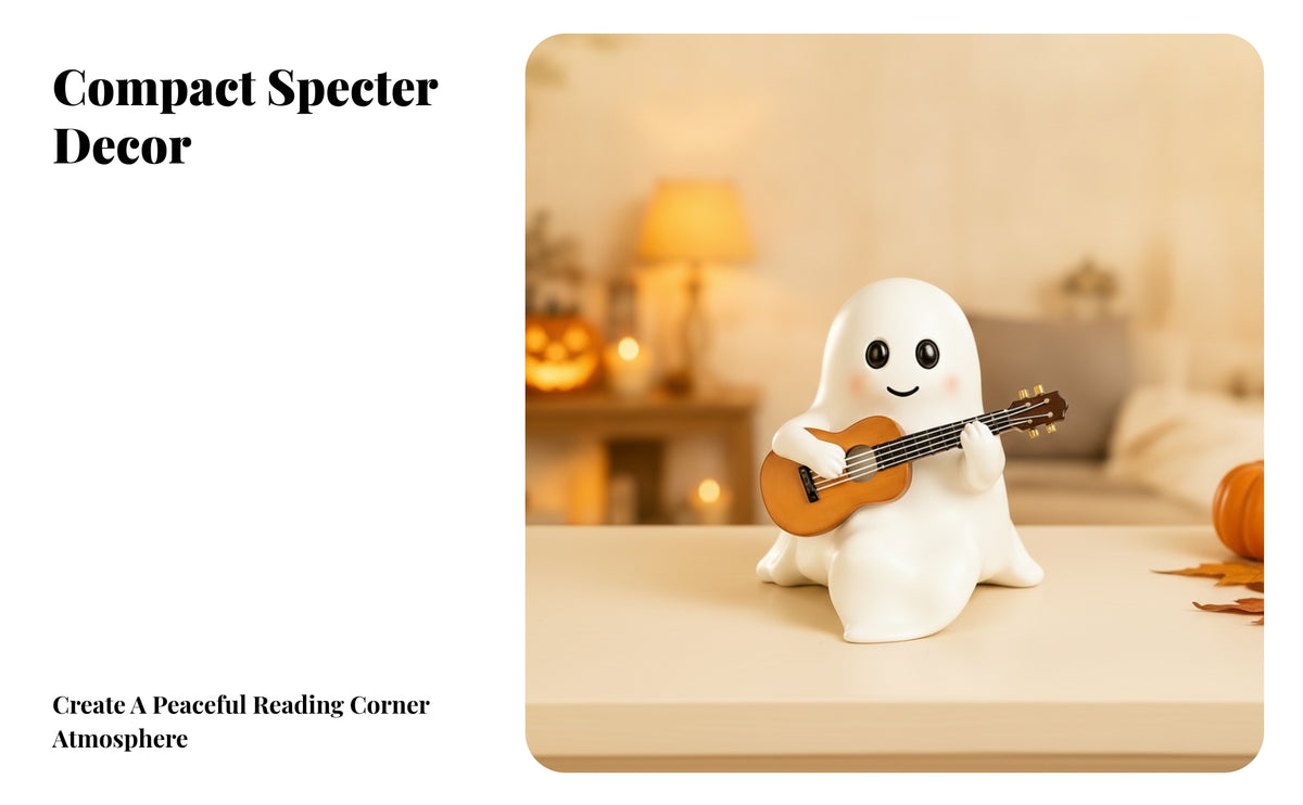 Holiday specters Figurine with Guitar | Playful Musical Theme, matte resin Finish, specters Ornament with Guitar, for Bookshelf