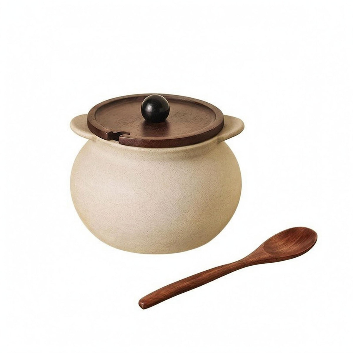 Lard Jar Round Body Ceramic Food Storage Jar Sturdy Ceramic Canister with Lid for Kitchen