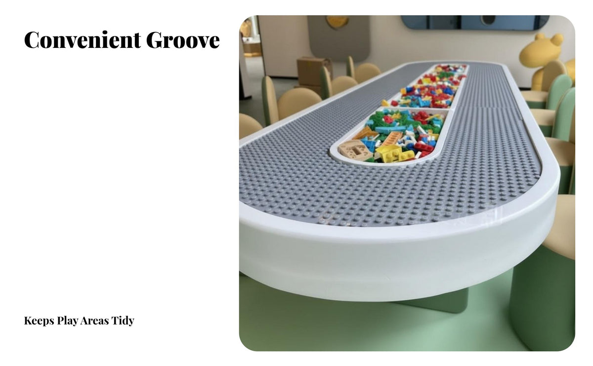 Construction Block Table Set Educational Construction Block Table Rounded Edges for Preschoolers, Educators, Kindergarten, Childcare Facility