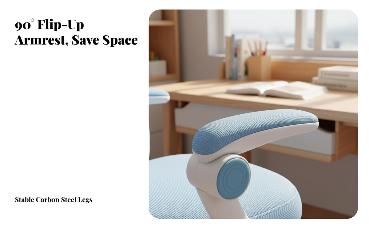 Adjustable Kids Desk Chair Support Ergonomic Student Chair Thick Padded Seat for Students, Parents, Home, Study Room, Bedroom