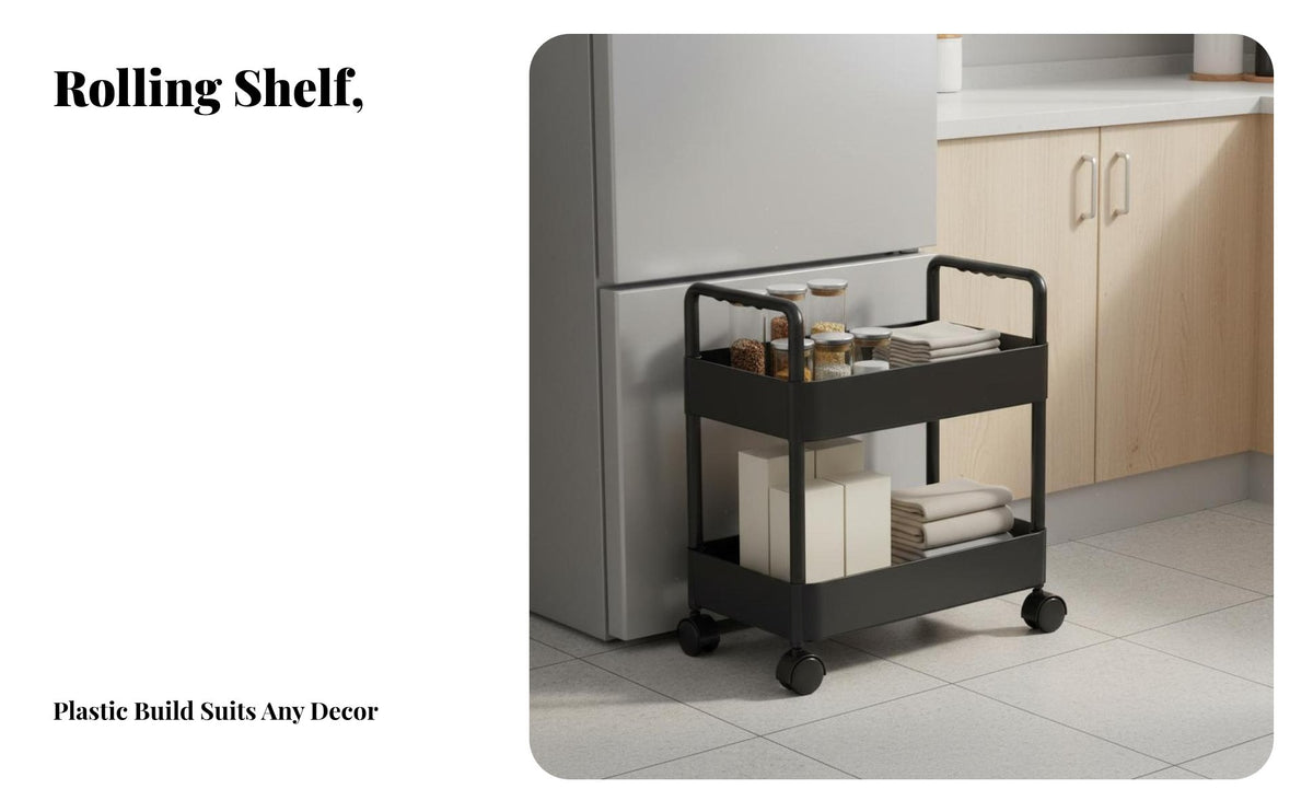 Narrow Storage Cart Space Saving Slim Storage Cart Narrow Mobile Organizer Easy to Move Mobile Shelving Unit Multifunctional