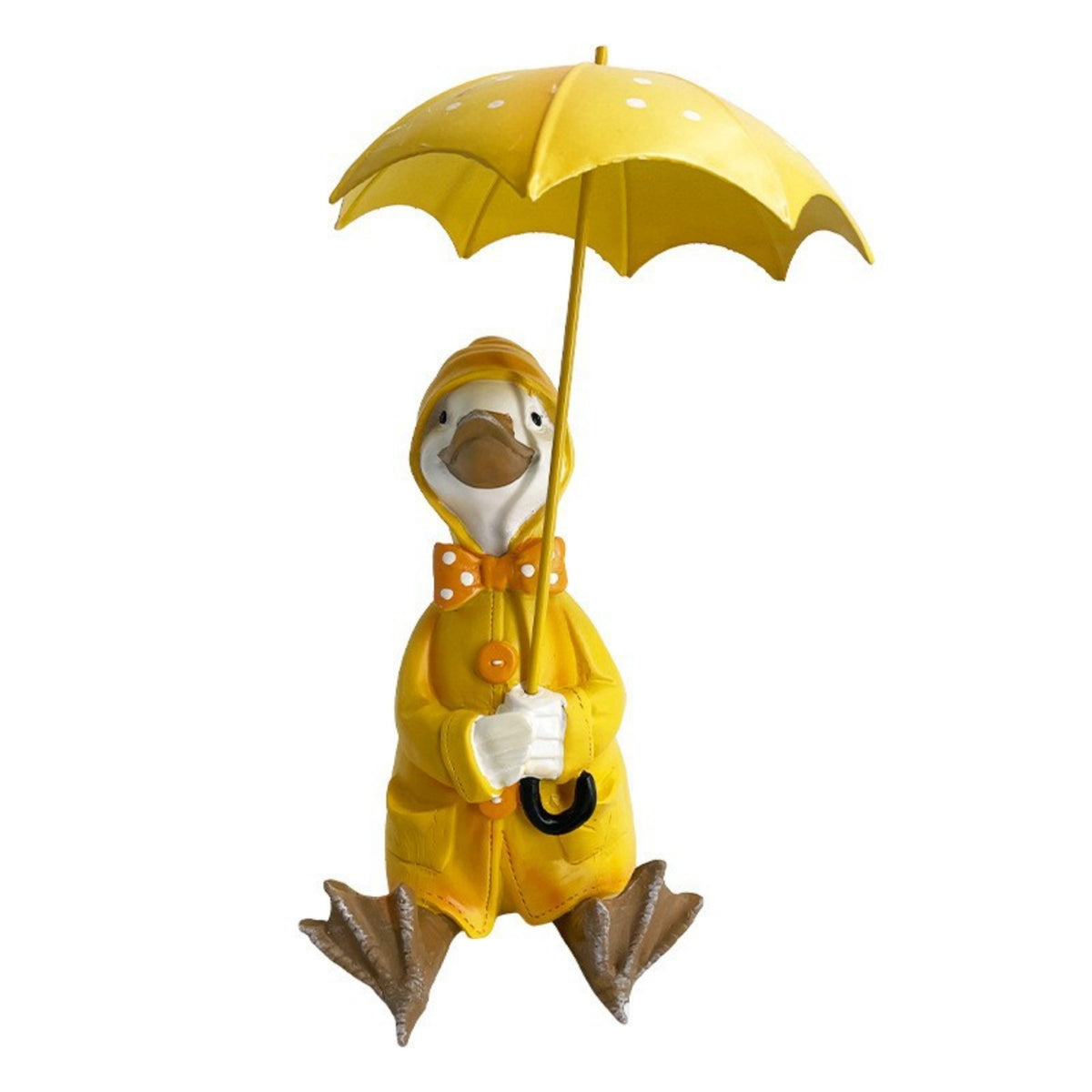 Resin Duck Figurine with Umbrella Whimsical Duck Figurine with Raincoat Cute Decoration Hand-Painted for Collectors