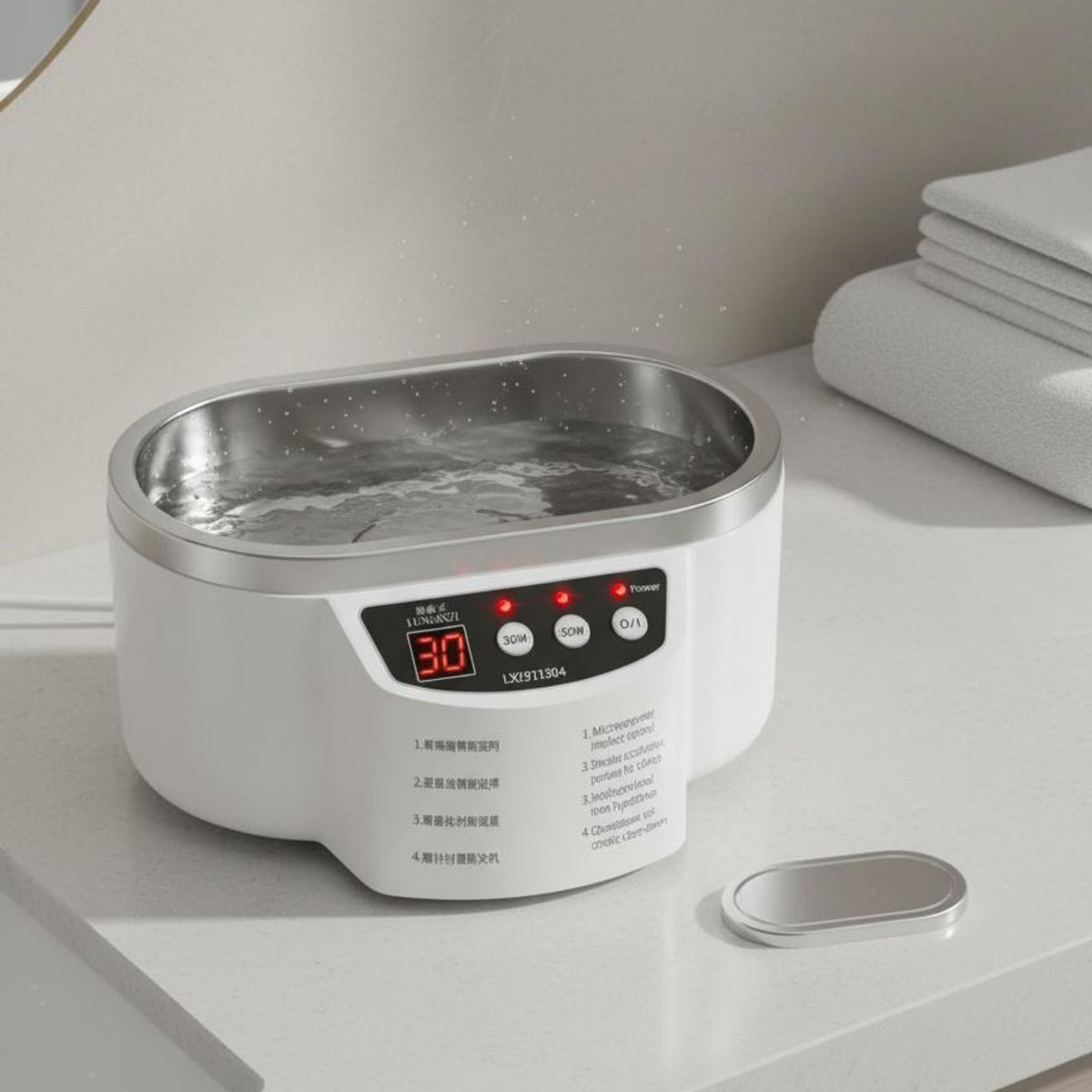 Household Vibrational Cleaner Accelerated-Wave Vibration Vibrational Cleaner Machine Compact & Portable Jewelry Cleaning Machine for Jewelers