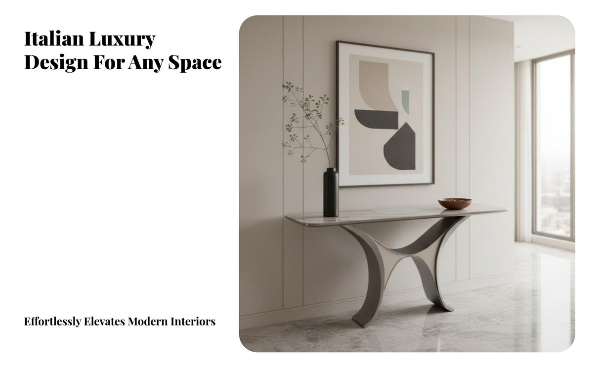 Italian aesthetic Sculptural Base accentuation Table Luxury Look Hollow Frame table Modern Minimalist Hallway Stand Slim silhouette for Interior Design aficionados, homeowners, Apartment Dwellers, Entryway, Foyer, Living Room, Behind a Sofa