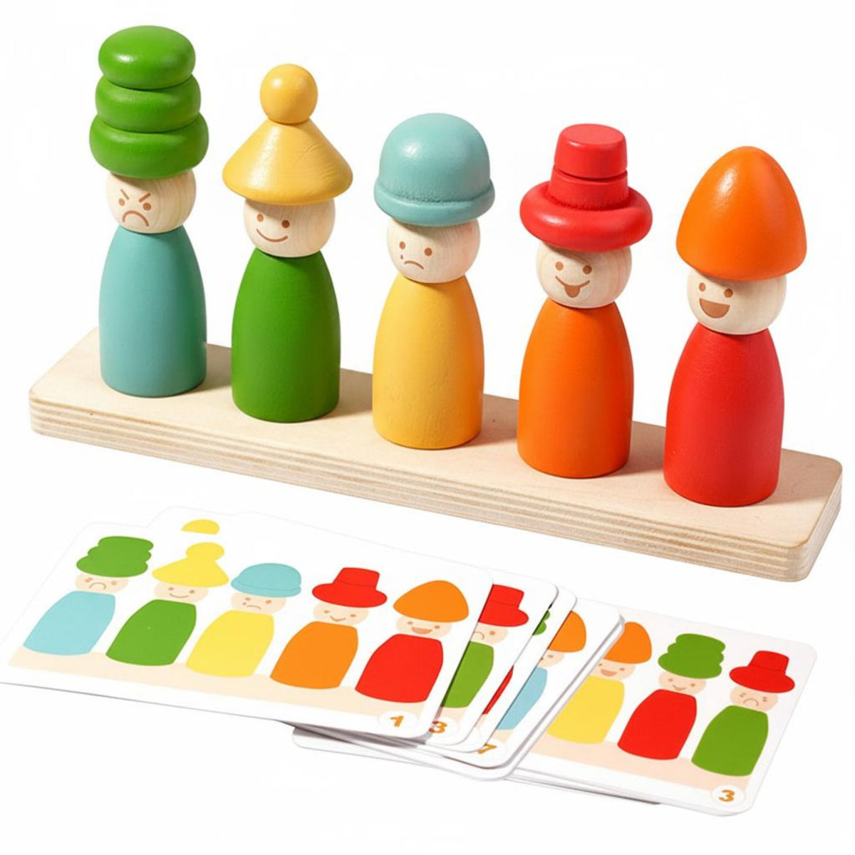 Fine Movement Skills Development Color Emotion Stacking Game Hand-Eye Coordination Facial Emotion Matching Game for Early Learning