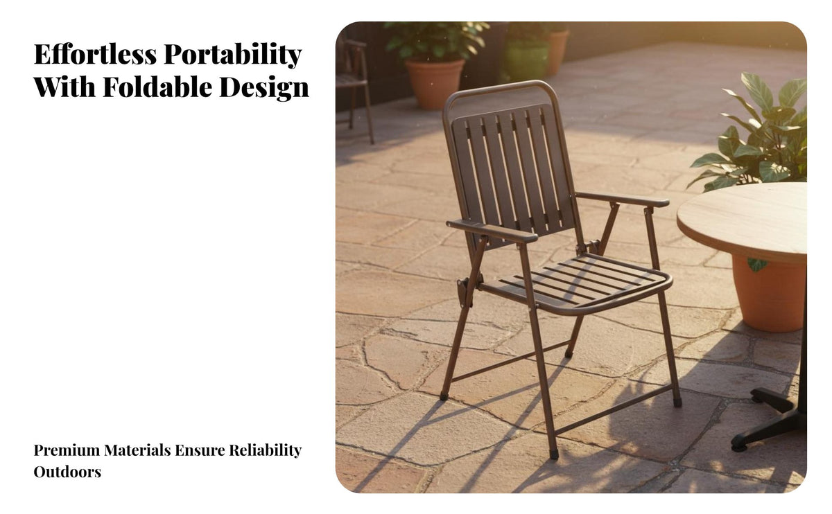 Foldable Folding Armchair No Installation Required Portable Camping Chair Easy to Clean Metal Frame Folding Chair Anti-Slip Feet for Homeowners, Beachgoers, Balcony, Fishing, Picnic, Garden