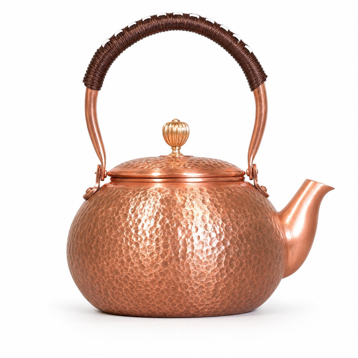 Artisan-Crafted Copper Teapot Traditional Hammered Teapot Compact Tea Vessel Heat Resistant for Collectors
