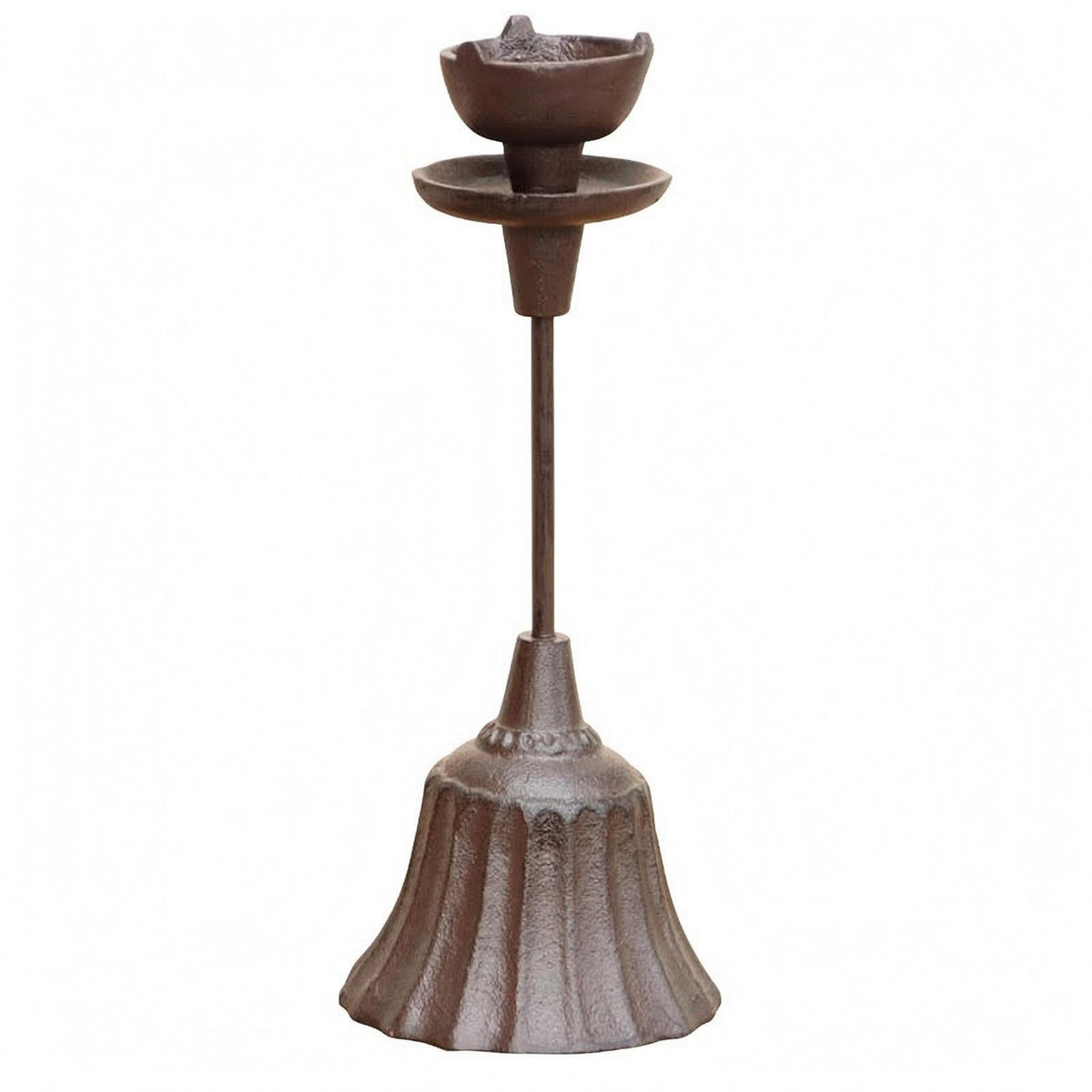 Dark Brown Vintage Iron Candlestick Textured Antique Candle Holder Rustic Iron Candlestick Stand Cast Metal for Tea Room, Guesthouse, Hotel