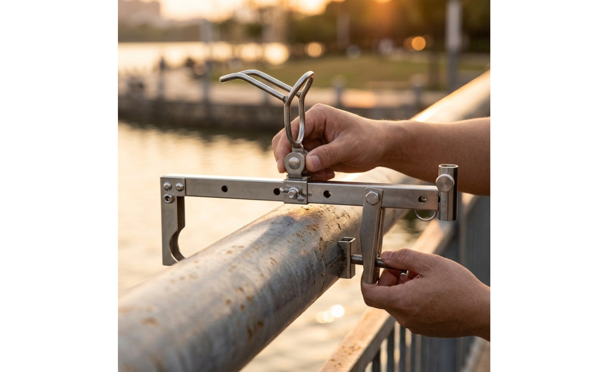 Clamp-on Fishing Rod Holder Adjustable Fishing Rod Bracket with Clamp Hardware for Fishermen
