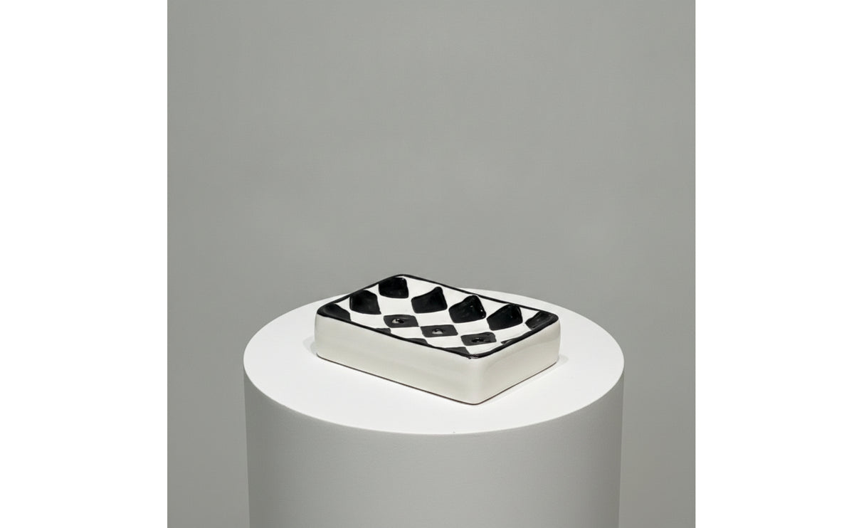 Ceramic Soap Dish Chessboard Soap Dish Modern for Washing Area Sink