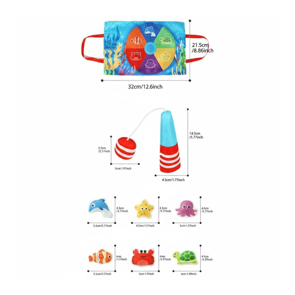 8 Pieces Early Development Toddler Fishing Toy Set Fine Dexterity Skills Attractive Fishing Game for Toddlers, Kids