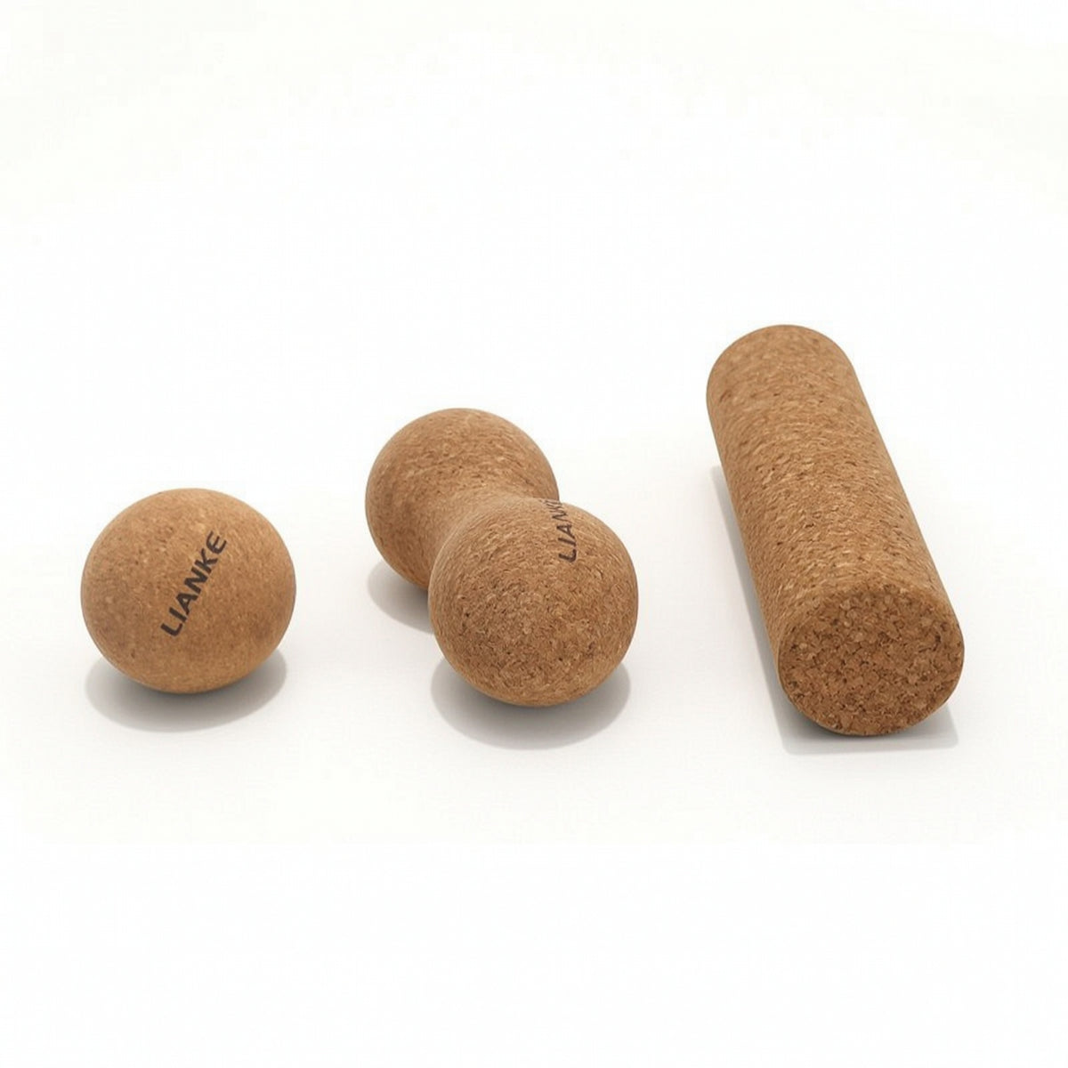 3 Pieces Cork Massage Set Textured Cork Double-Ended Roller Double-Ended Roller for Athletes, Yogis, Muscle Recovery, Home Gym, Mindful Stretching