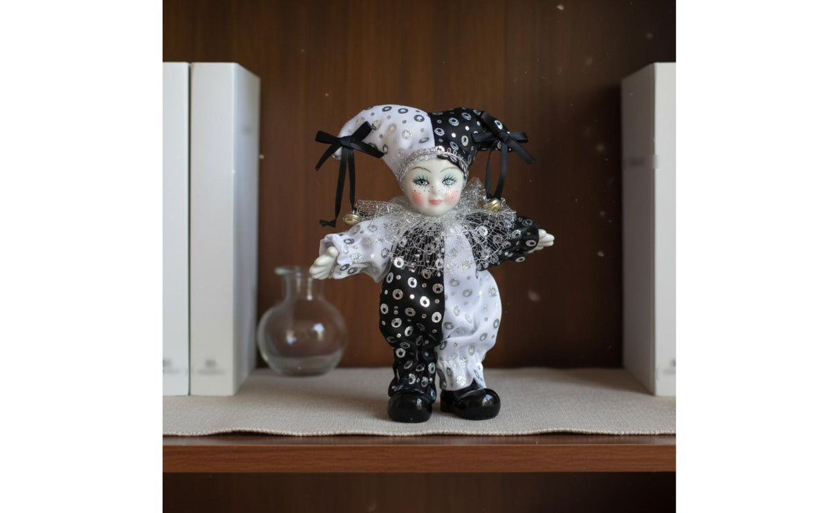 Handmade Ceramic Clown Doll Bright Colors Doll Poseable Adjustable Clown Figure for Collectors