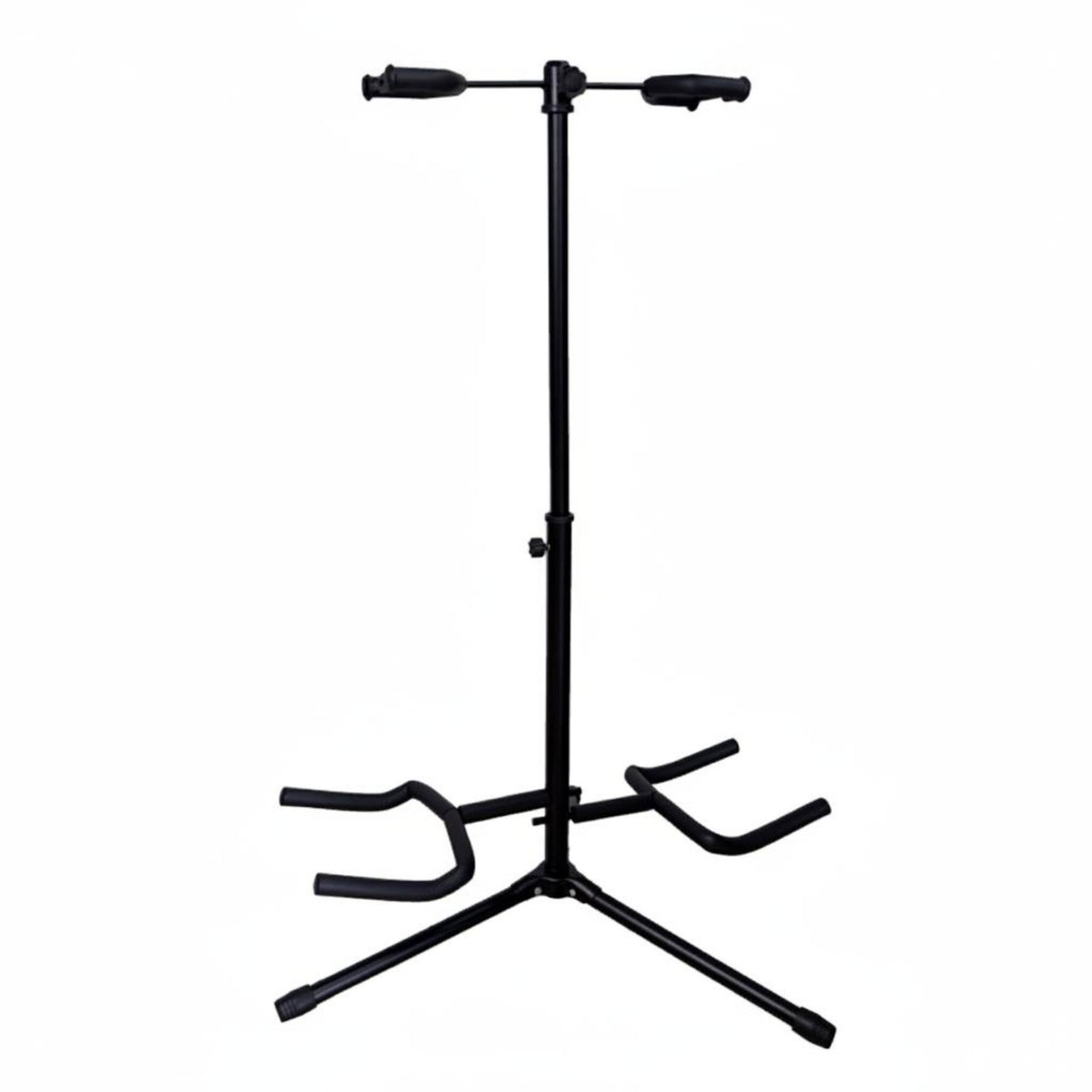 Stable Tripod Base Double Guitar Floor Stand Foldable Design Double Guitar Stand Adjustable Height Musical Instrument Accessory Padded Yokes for Guitarists, Musicians, Home Studio, Practice Room, Stage