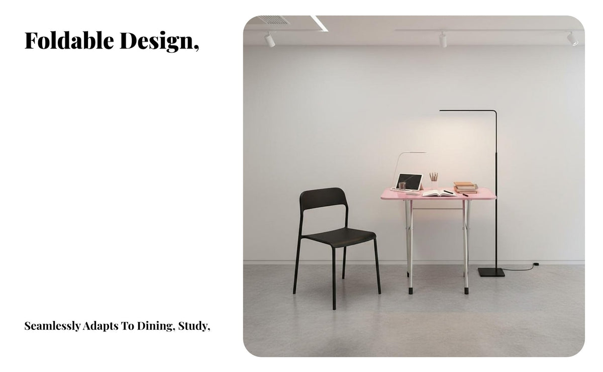 Foldable Design Folding Table Space-Saving Small Rectangular Table Multi-Functional Collapsible Desk Non-Slip Feet for Apartment Dwellers, Students, Telecommuting Workers, Outdoor, Dorm Room, Bedroom, Home Office