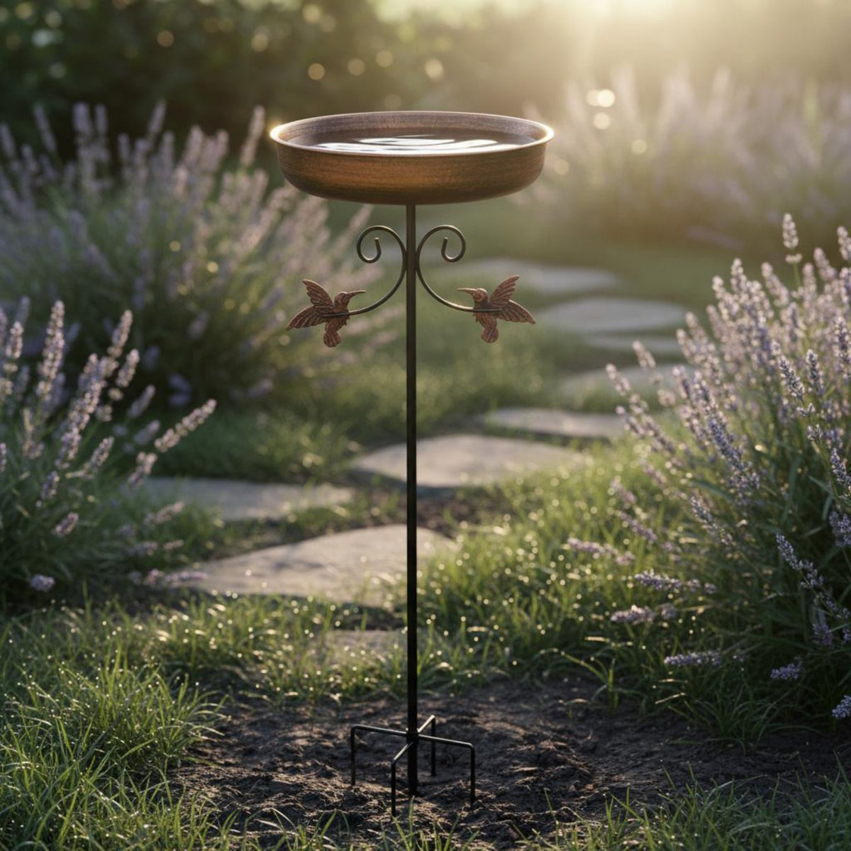 Wrought Metal Avian Bath Vintage Design Pedestal Avian Bath Garden Decor Stable Pronged Base Water Feature Easy Assembly