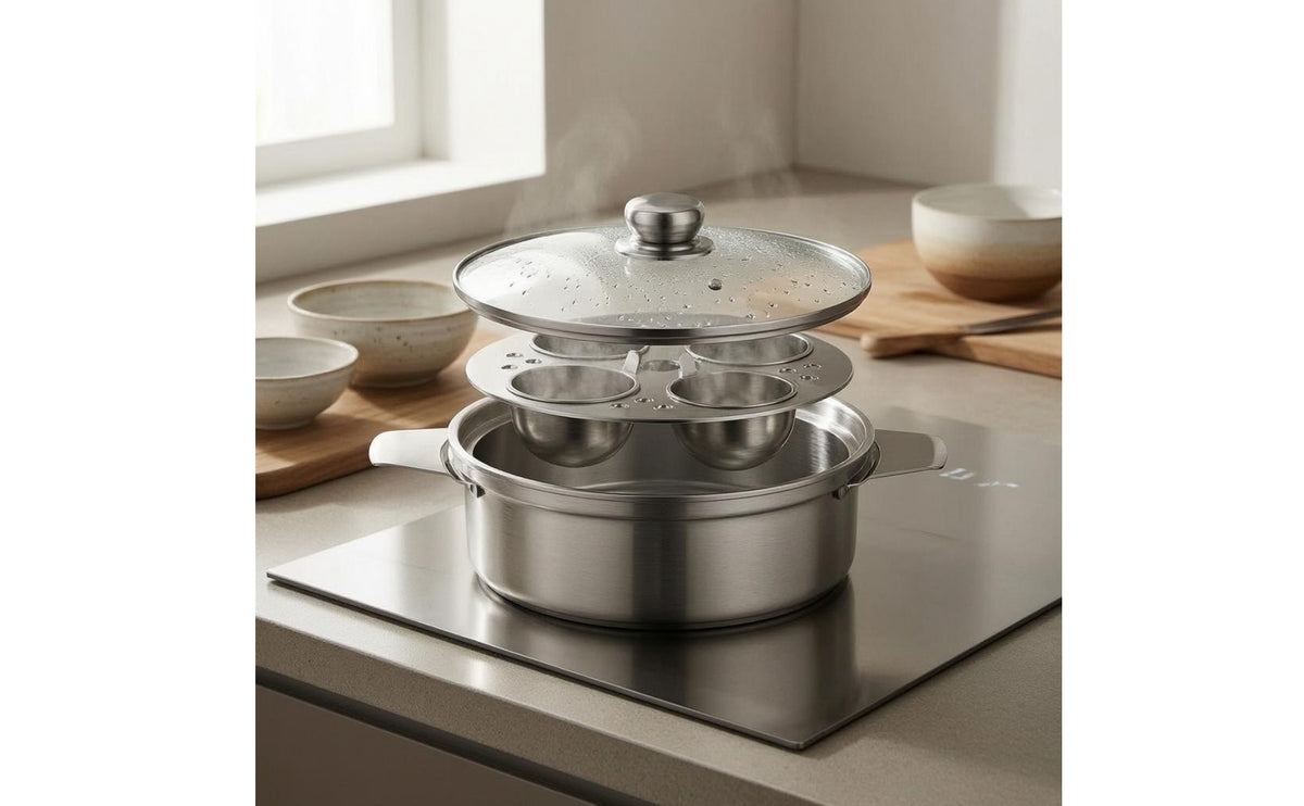 Steaming and Stewing Pot 24 cm Stainless Steel with Vent Holes for Cooktop