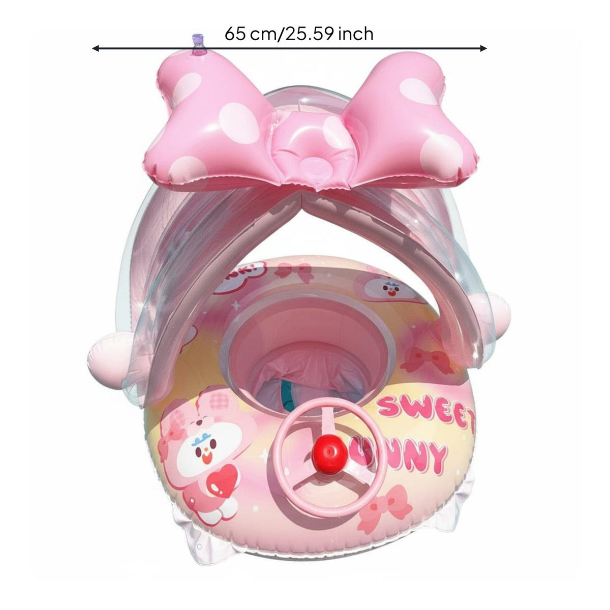 Thick Long-Lasting Material Pink Bunny Pool Inflatable Anti-Flip Design Inflatable Baby Inflatable with Canopy Leak-Proof PVC for Infants