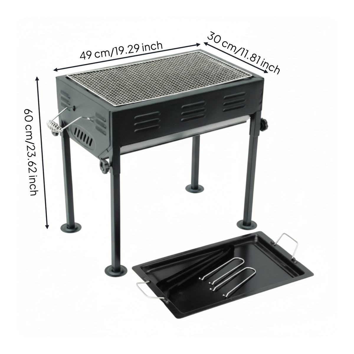 Briquettes Grill with Removable Tray Rectangular Japanese Briquettes Grill Heat-Resistant Barbecue for Patio