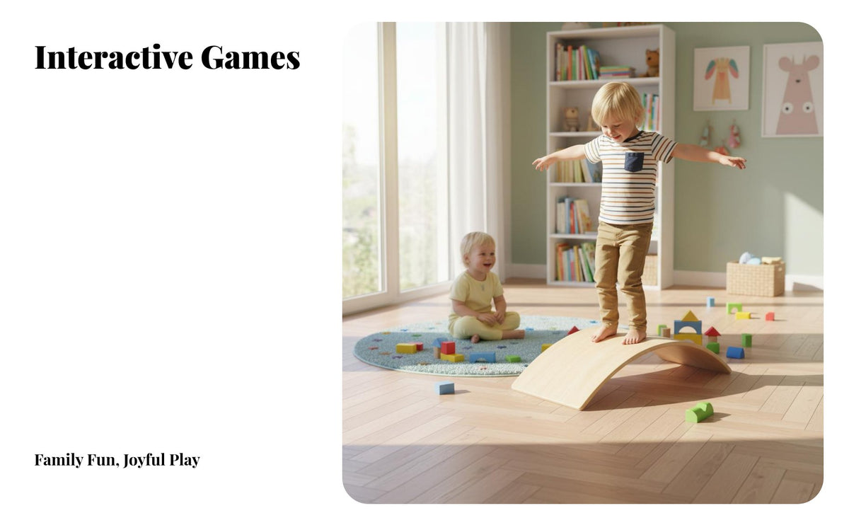 Promotes Coordination Kids Curved Balance Board Natural Wood Wooden Wobble Balance Board Multi-Use Childrens Wooden Rocker Supports up to 100kg for Toddlers, Indoor, Playroom