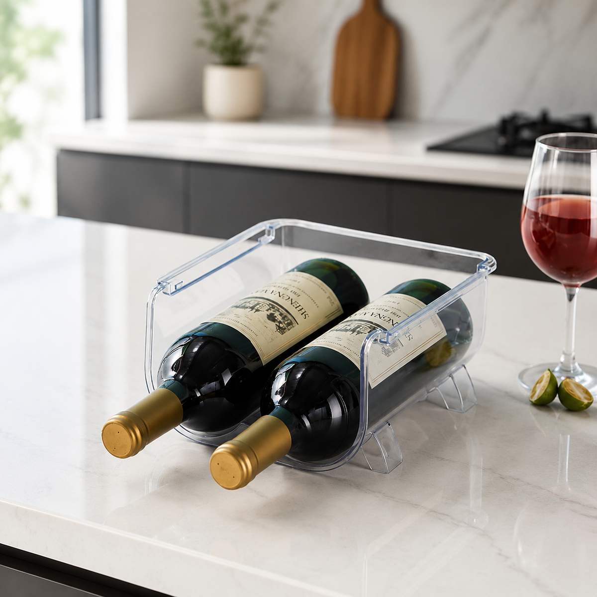 Refrigerator Wine Rack, Transparent, Stackable, Bottle Holder, Refrigerator Storage