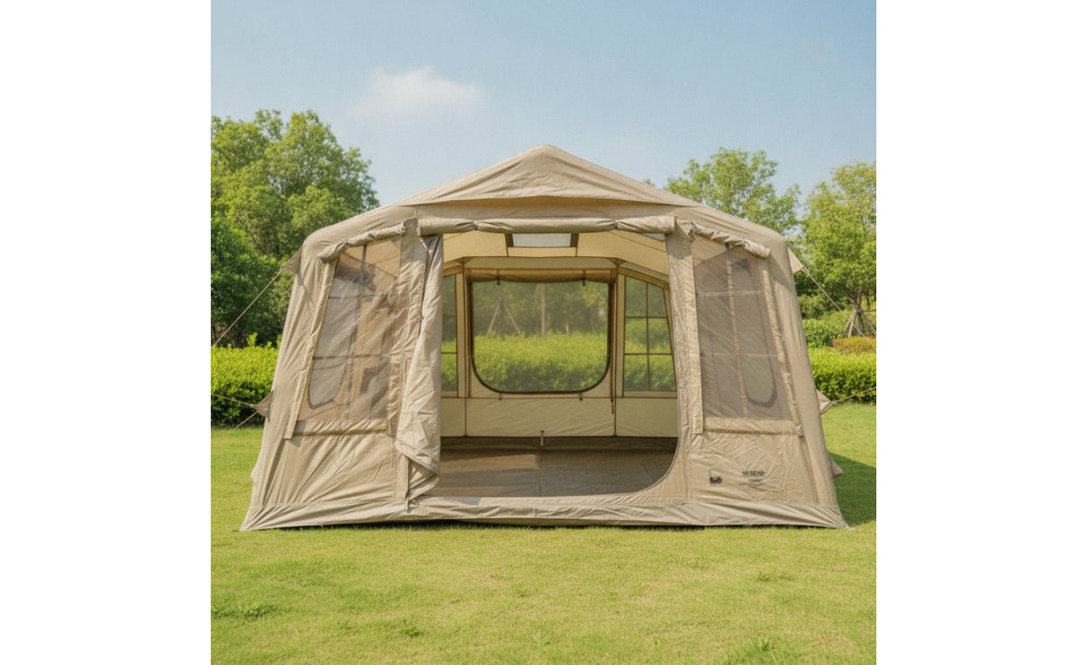 Canvas Tent with Air Pump Cabin-Style Inflatable Tent Large for Luxury Campers, Families, Comfort Camping, Camping, Cold Weather