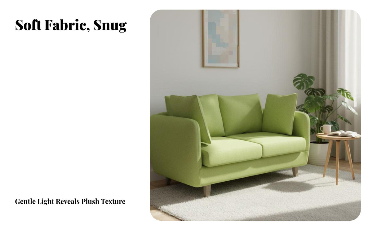 Nordic design 2-Seater Fabric Loveseat Minimalist Aesthetic Fabric Loveseat Space-Saving Small Couch Comfortable for Apartment Dwellers, Young Adults, Students, Bedroom, Dorm