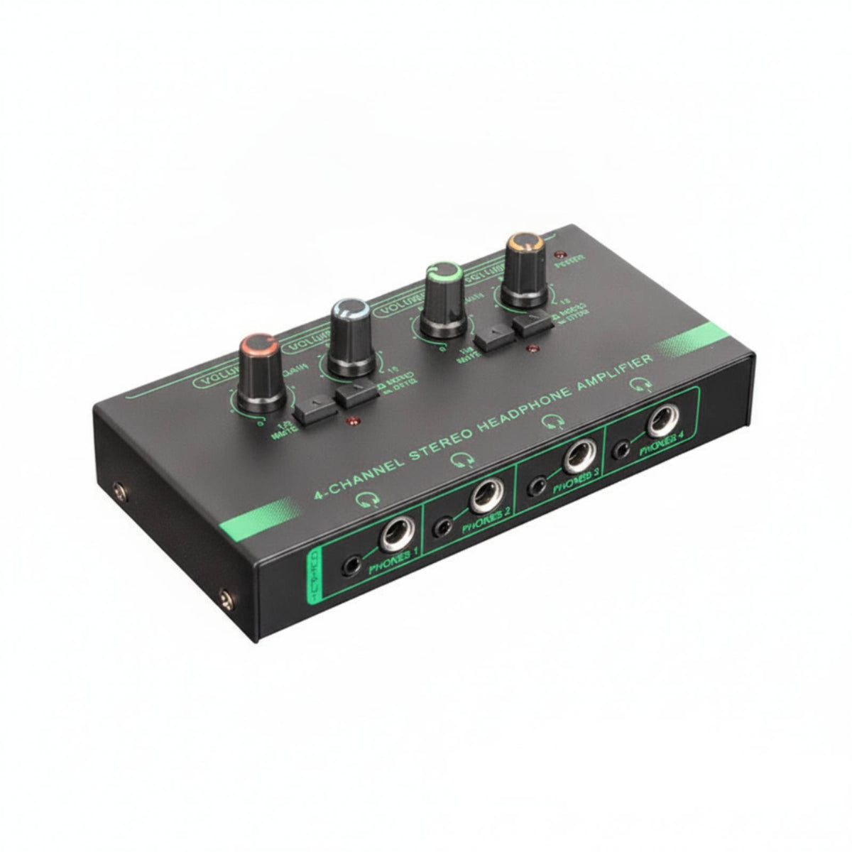 4-Channel Headphone Amplifier Compact Stereo Headphone Amp Metal for Artists, Podcast Station