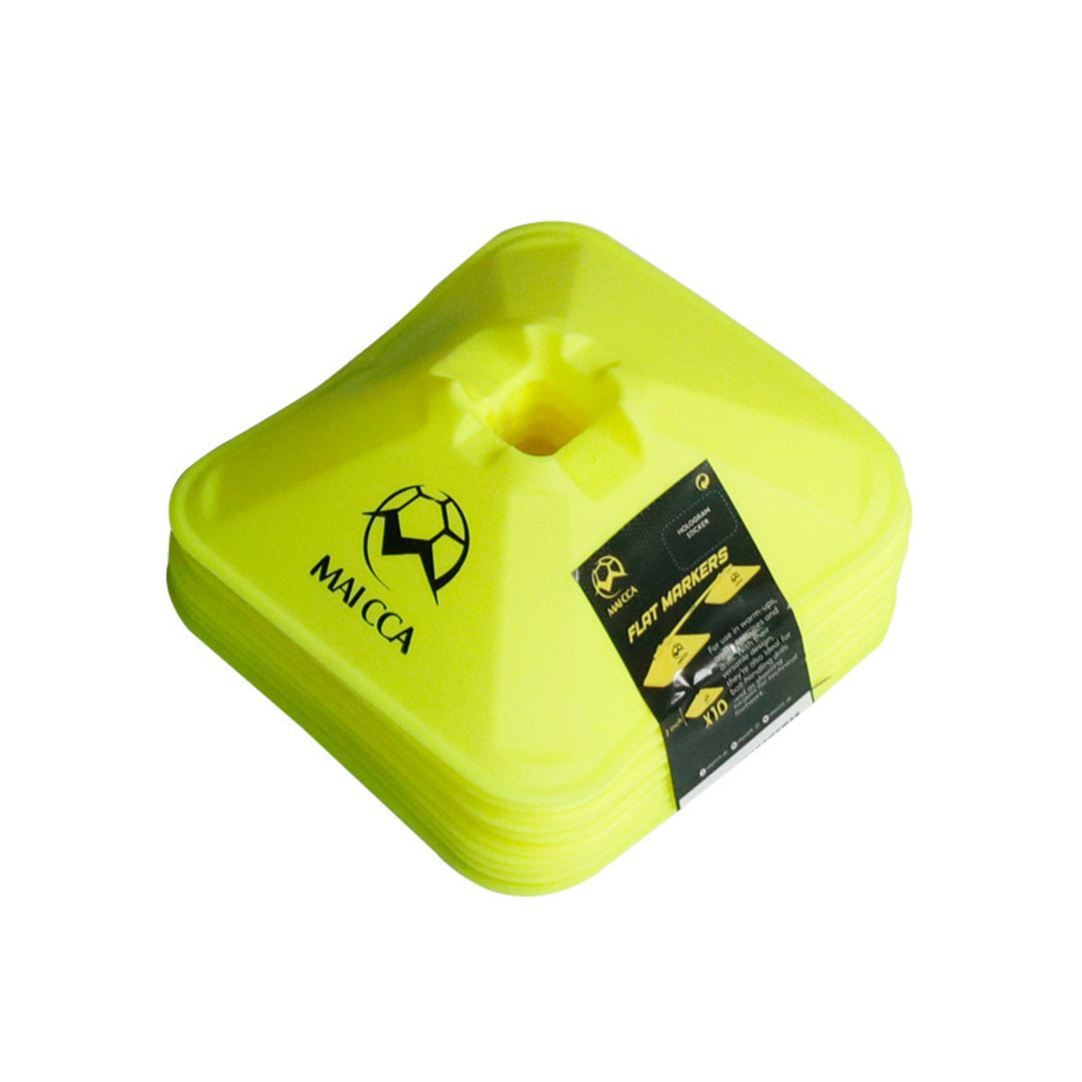 10 Pieces Bright Yellow Flat Marker Discs Stackable Soccer Training Markers Versatile Flat Cones with Center Hole Lightweight for Schools