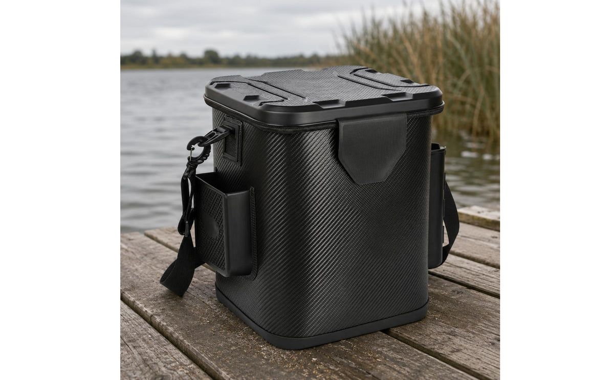 Hard-Lid Fishing Bucket Square Shape EVA Fishing Bucket Lightweight Outdoor Gear