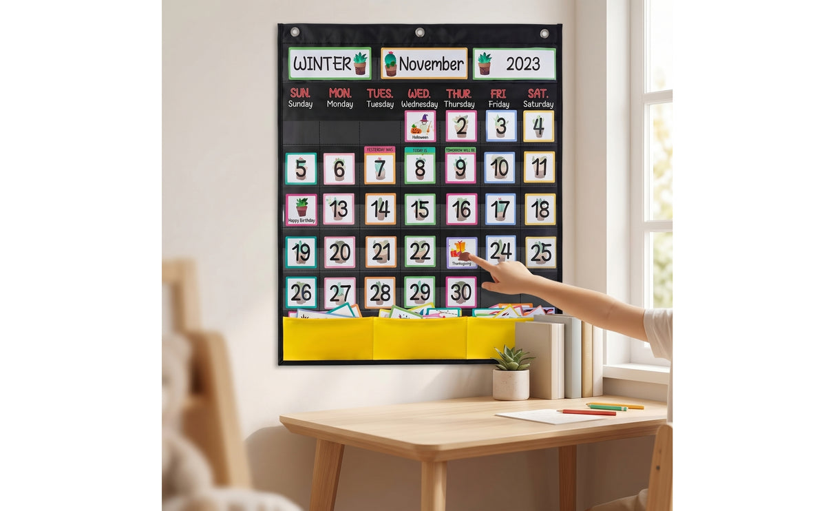 Classroom Calendar Chart Engaging Calendar Chart with Pocket Reusable for Teachers, Homeschoolers, Homeschool, Playroom