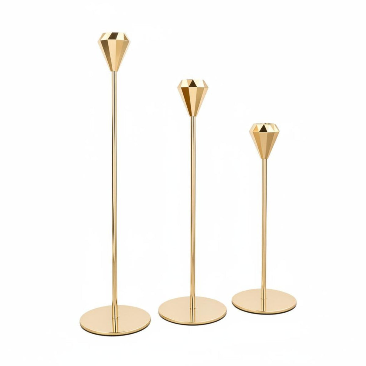 3 Pieces Pyramid Top Candlestick Set Light Luxury Modern Geometric Candle Stand Stable Foundation Home Decoration for Party, Mantelpiece