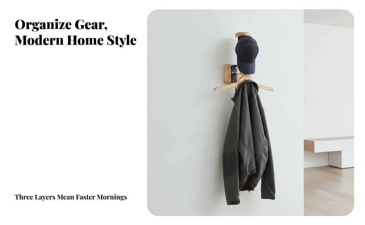 Helmet Rack with Wood Hanger | Sturdy Metal support bracket, Screw-Fastened Construction, Wall Mount Helmet Bracket, for Garage