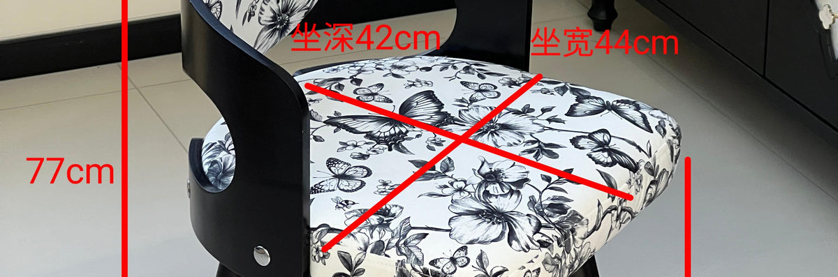 高级感梳妆椅中古化妆凳法式梳妆台椅子卧室复古实木旋转靠背凳子