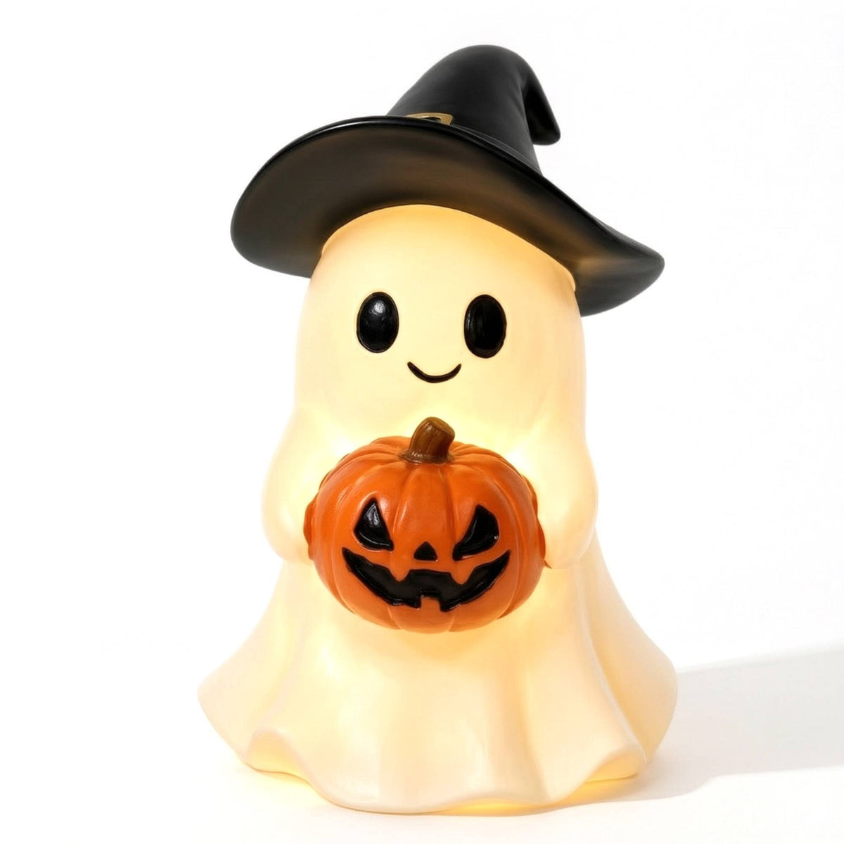 Ghost Figurine with Pumpkin Freestanding for Shelf