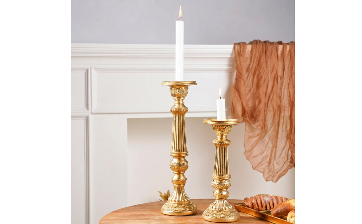 Roman Pillar Candle Holder Sculpted Decor Lustrous for Candlelit Dinners