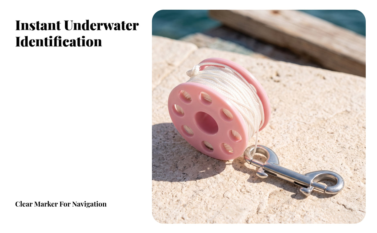 Scuba Diving Finger Spool | Compact Round Profile, Stainless Steel, submersion cord Reel , for Underwater marking
